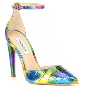 Steve Madden Alisha-R Metallic Rainbow LGBT Pump High Heel W/flaw PRIDE SZ 9